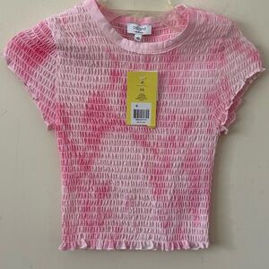 Cabana By‎ Crown & Ivy Short Sleeve Top Size X-Small Pink Tye Dyed Smocked